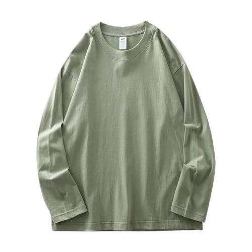 DUKEEN Men's 260G Long Sleeve T Shirts 2025 Spring Pure Cotton Solid