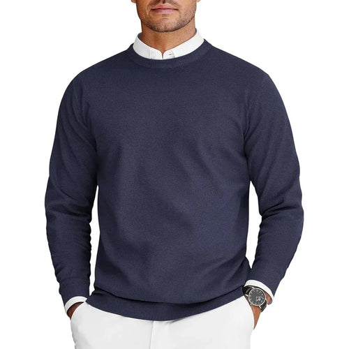 New Mens Crew Neck Pullover Sweaters Long Sleeve Lightweight Knit