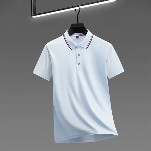 2025 New Men's Casual Solid Color Short Sleeved Polo Shirt Summer
