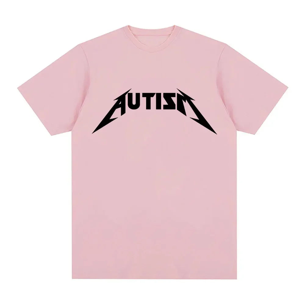 Autism Metal Rock Meme T-shirt Men Women Fashion Hip Hop Short Sleeve