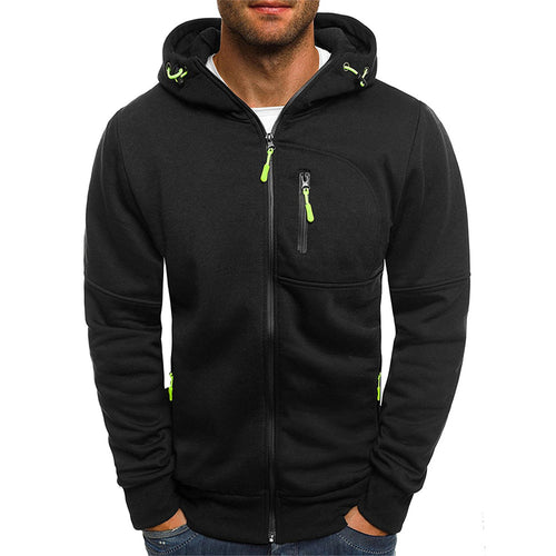 Solid color men's hooded jacket Casual long-sleeved hoodie Zipper Gym