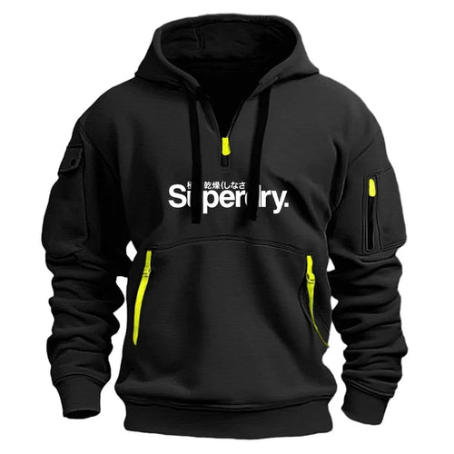 Autumn and Winter Warm Men's Hoodie Long Daily Outdoor Multi Pocket
