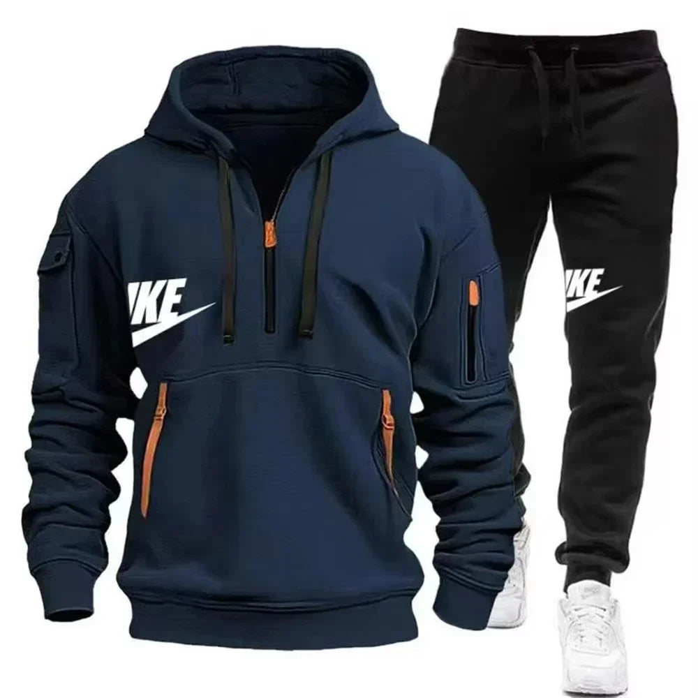 2025 New men's autumn and winter suit zipper hoodie + trousers suit