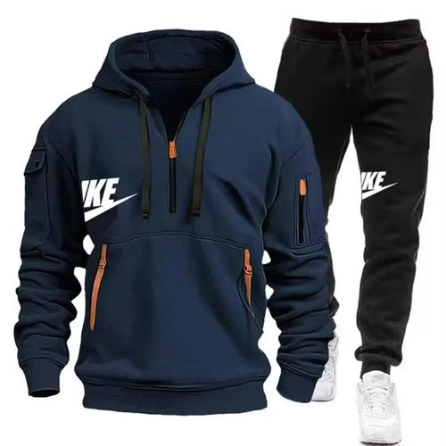 2025 New men's autumn and winter suit zipper hoodie + trousers suit