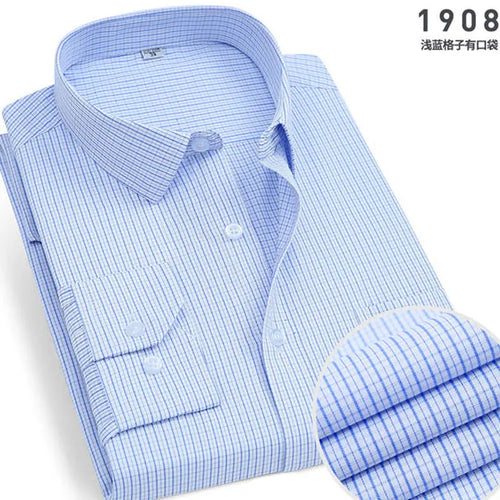Men's long-sleeved shirt business casual solid color striped plaid