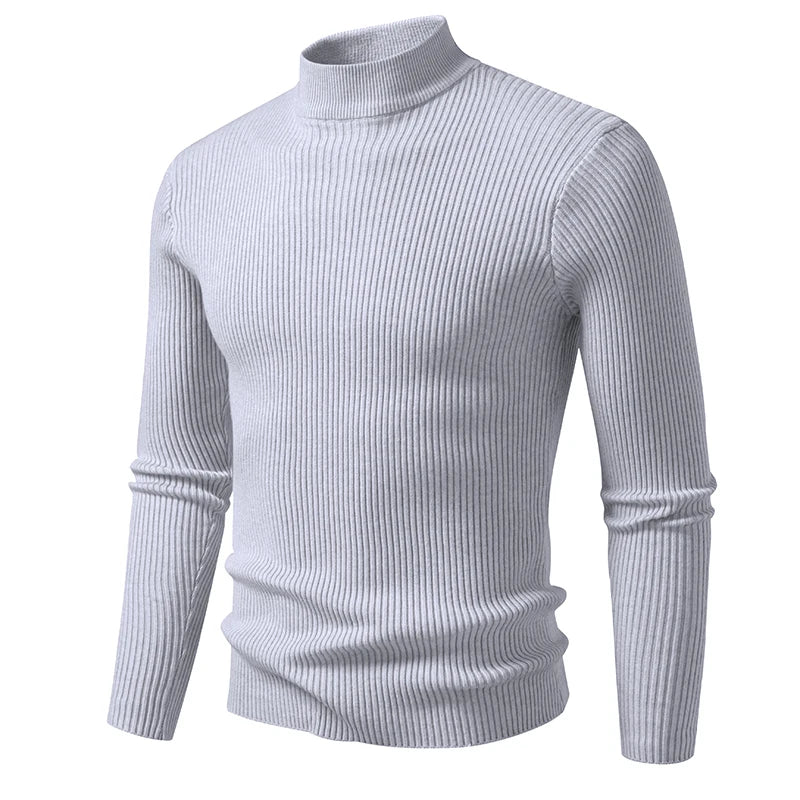 Mens Mock Neck Pullover Sweater High Neck Turtleneck Long Sleeve