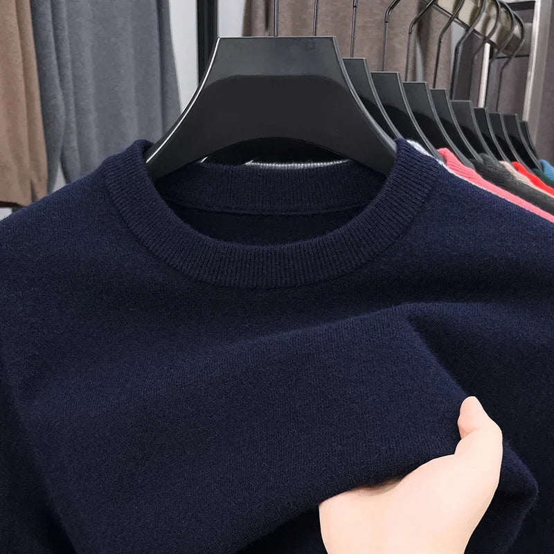 2025 New Men's Casual Sweater Round Neck Long Sleeve Knitted Sweater