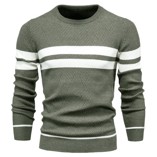 New Autumn Pullover Men's Sweater O-neck Patchwork Long Sleeve Warm