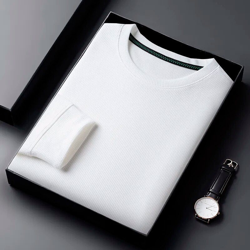 Men's Casual Waffle Round Neck T-shirt Breathable, Comfortable, and