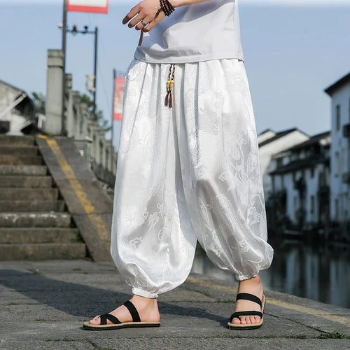 FGKKS 2023 Outdoor Brand Pants For Men Lce Silk Dragon Dark Flower