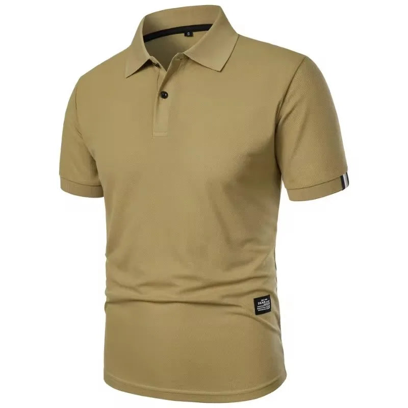 Summer Men's Solid Color Polo Shirt Short Sleeve Lapel Button Tshirts