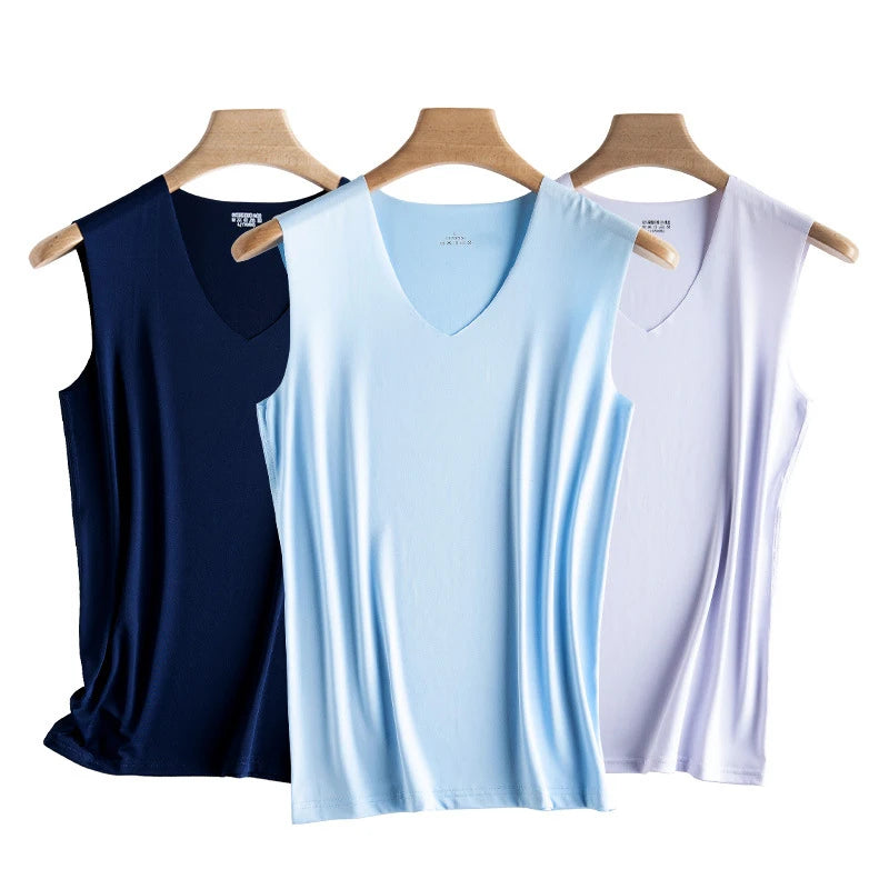 Silk Tank Tops Seamless Mens Vest Sleeveless Sport Bodysuit Vest For