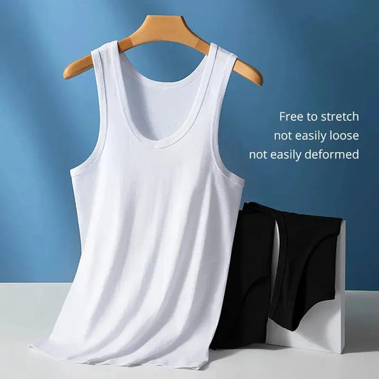 1/3 Pieces Men's Solid Color Basic Cotton Vest Youth Slim Exercise