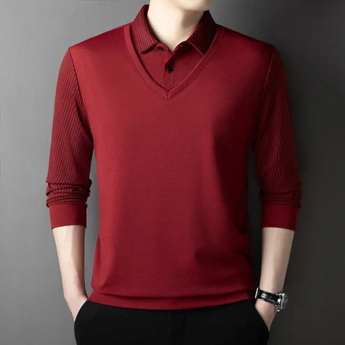 2025 New Men's Casual and Fashionable Long Sleeved Solid Color Fake
