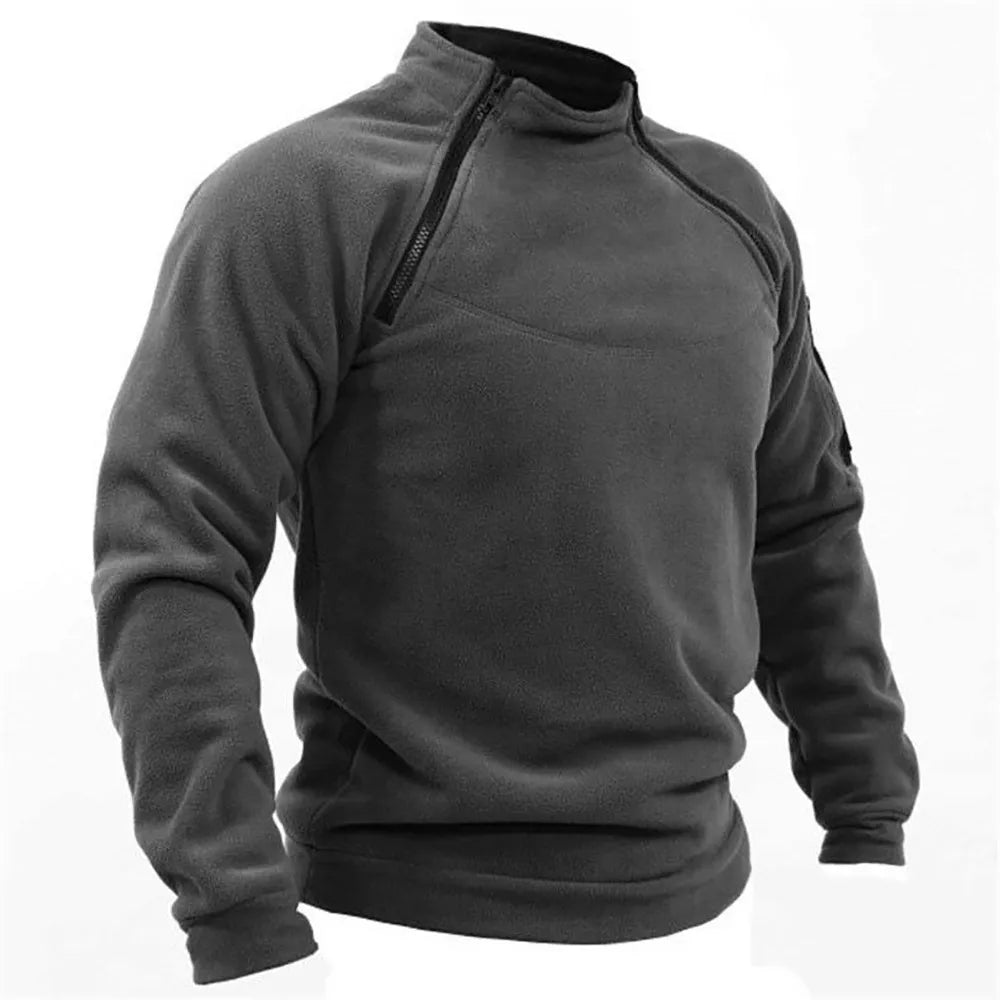 Men's Tactical Outdoor Fleece Jacket Clothes Warm Zippers Pullover Men