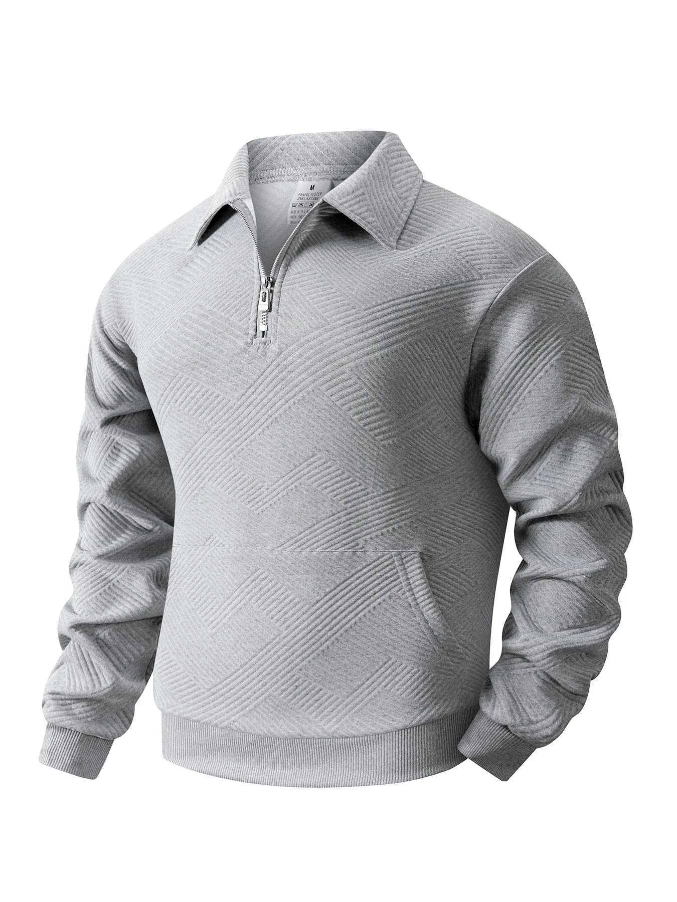 Autumn Men's Casual Sweatshirt Quarter Zip Solid Color Pullover