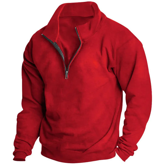 Autumn and winter new men's fleece sweatshirt stand-up collar half