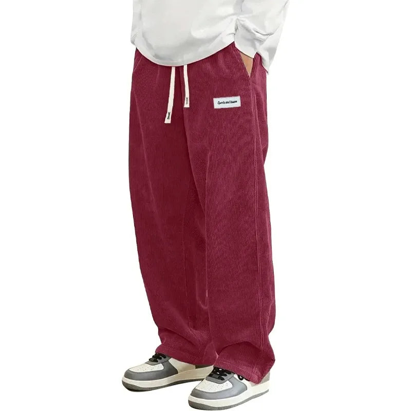 New Mens Corduroy Casual Pants Fashion Loose Fit Baggy Pants Straight