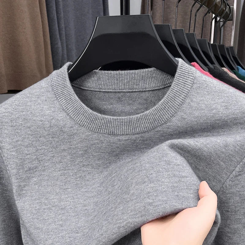 2025 New Men's Casual Sweater Round Neck Long Sleeve Knitted Sweater
