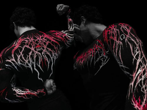 Men's Compression Sports Shirt  Gothic Lightning Print GYM Fitness Top