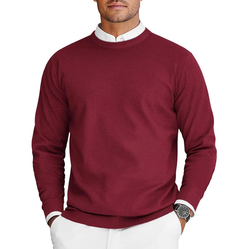 New Mens Crew Neck Sweaters Long Sleeve Lightweight Knit Dress