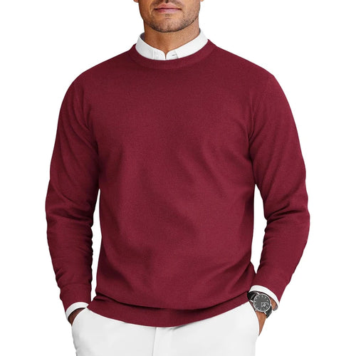 New Mens Crew Neck Sweaters Long Sleeve Lightweight Knit Dress