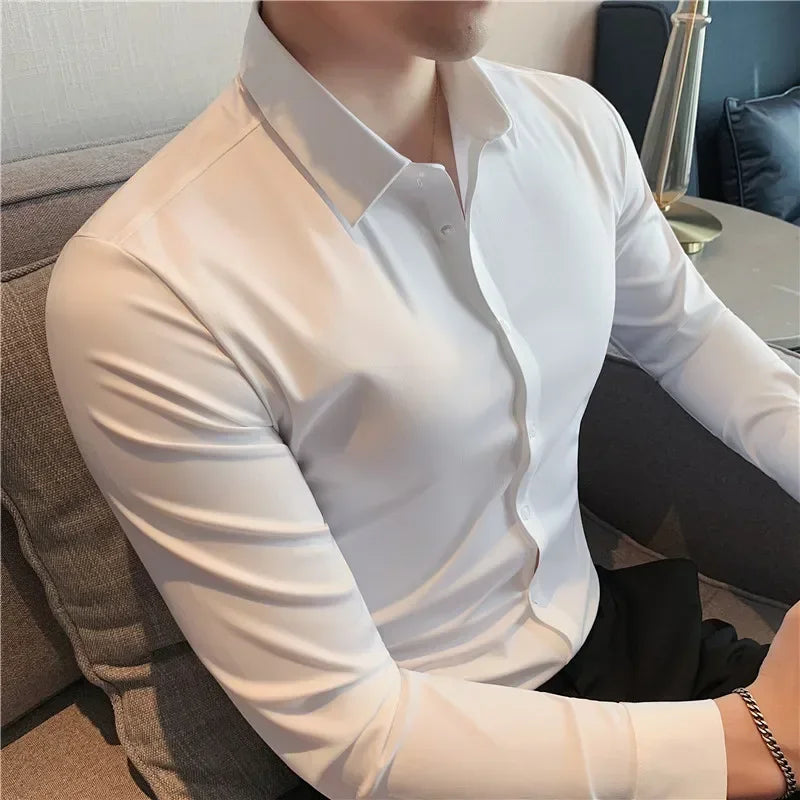 Premium Men's Ultra-Stretch Shirt - High-Quality Silky Business Formal