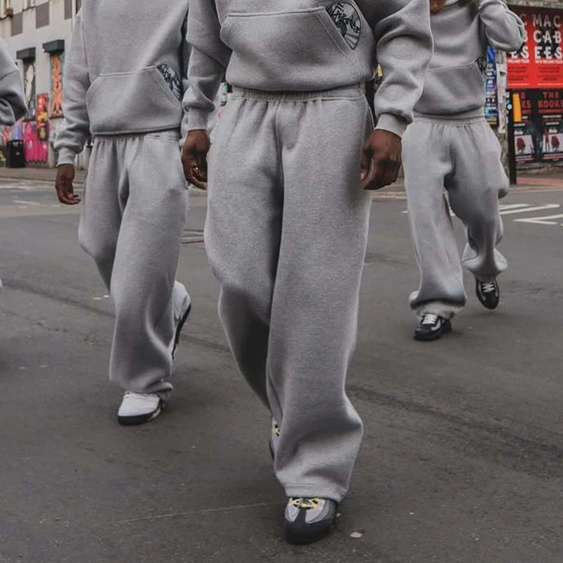 Fashionable Street Style Embroidered Sweatpants Autumn Winter Casual