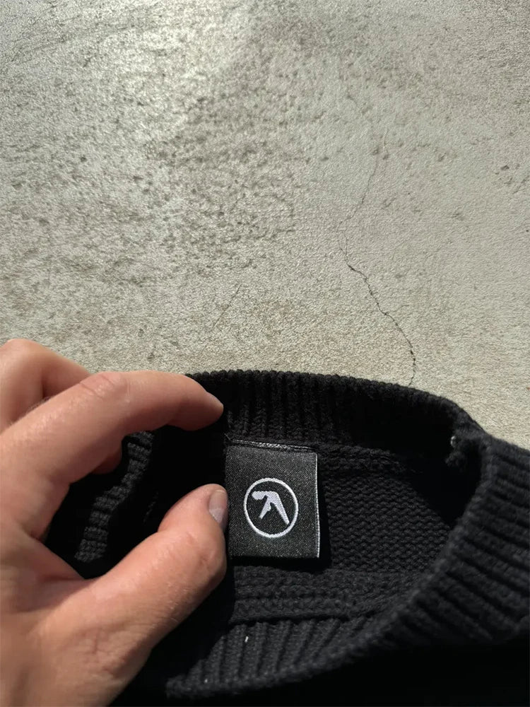 Men's Sweater Y2K Aphex Twin Knit Oversized Pullovers Gothic Jumper