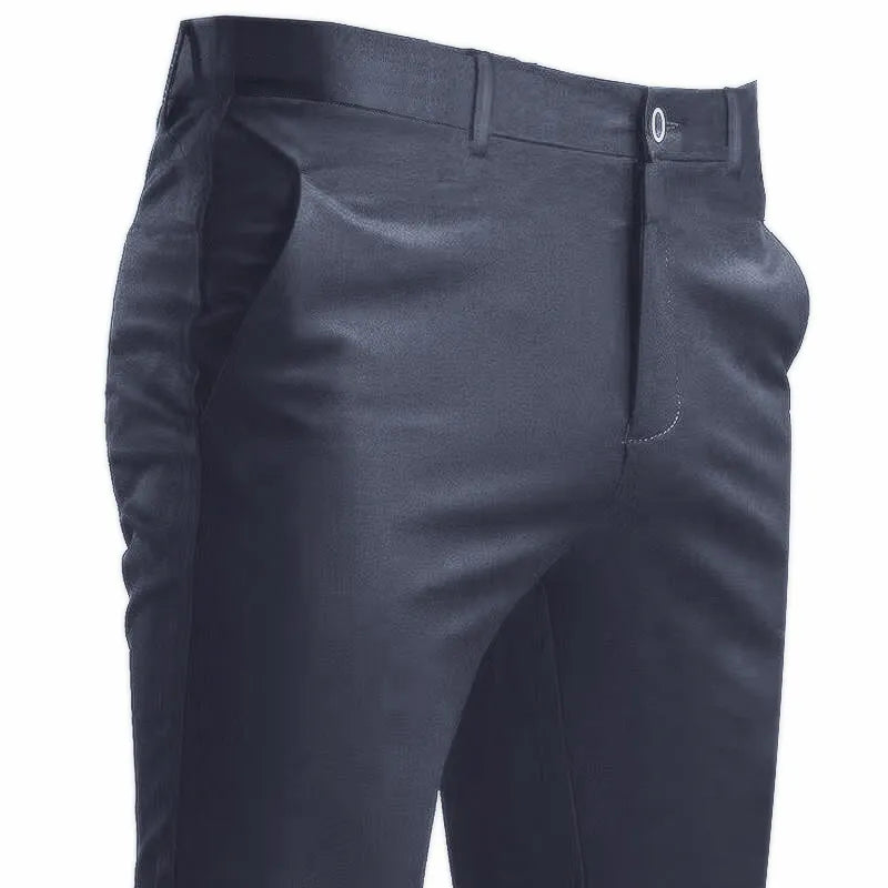 Men's Suit Pants Stretch Smart Casual Trousers Pocket Solid Color