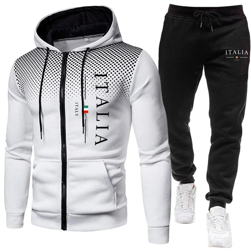 Autumn Winter Popular Men's Tracksuit Zipper Hoodie and Sweatpants