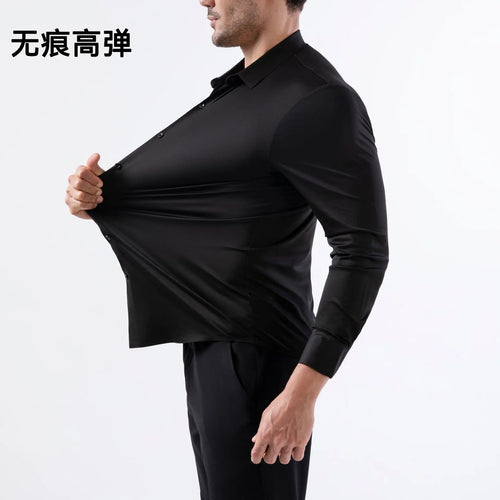 100 KG Non-Iron Four-way stretch Men's Long Sleeve Shirt Silky Foreign