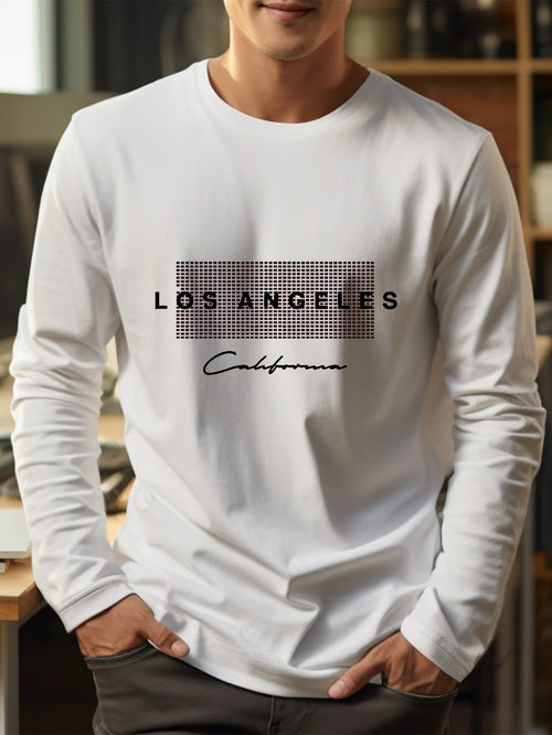Men's 100% cotton summer loose fit large Los Angeles Graphic printed