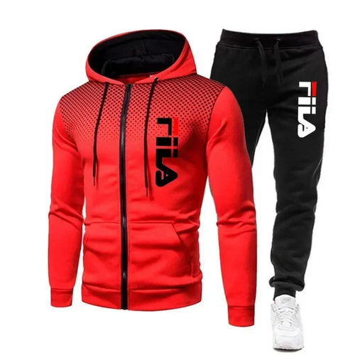 New men's casual jogging fitness sportswear set with zipper hooded