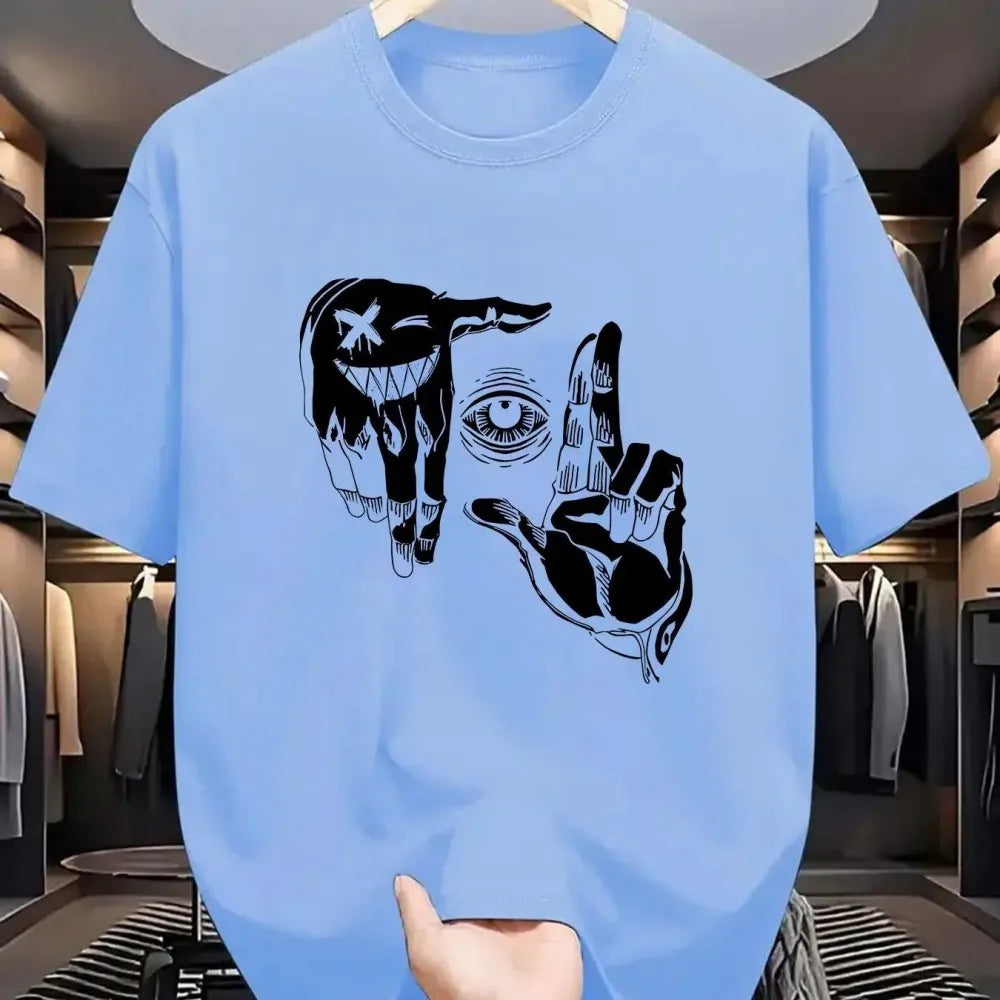 2025 Summer Men's Polyester Casual Breathable Round Neck T-shirt with
