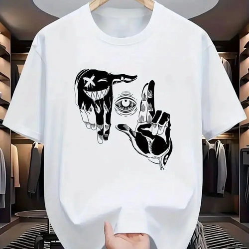 2025 Summer Men's Polyester Casual Breathable Round Neck T-shirt with