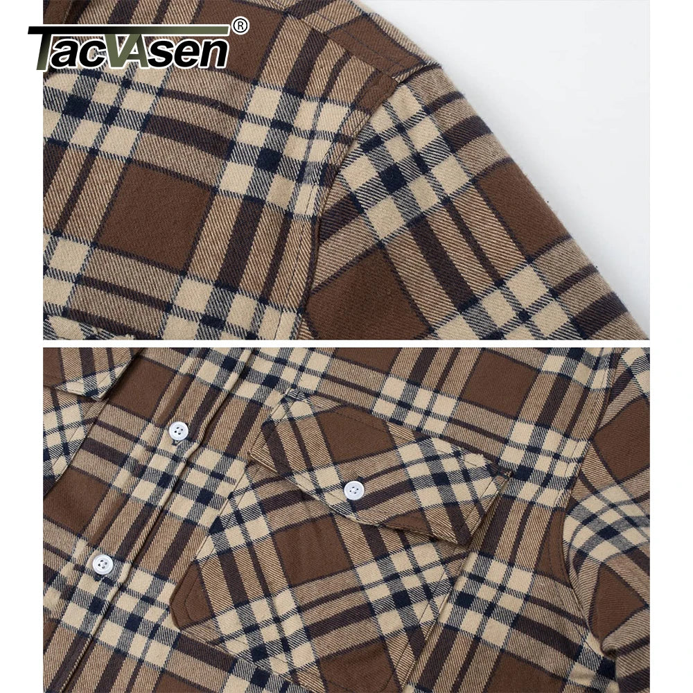 TACVASEN Men's Plaid Flannel Jacket Sherpa Fleece Lined Warm Winter