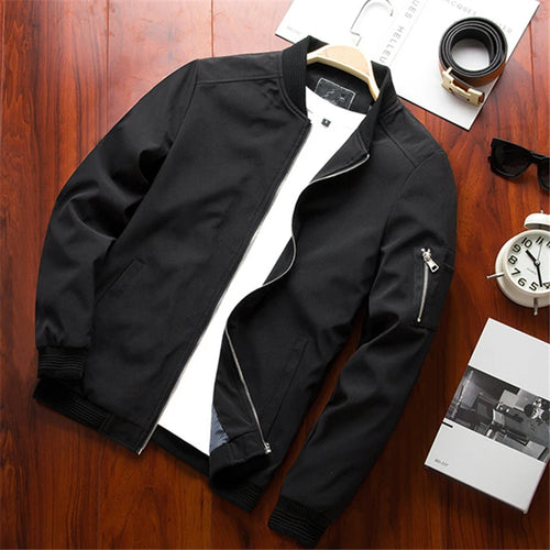 Men Bomber Jacket Thin Slim Long Sleeve baseball Jackets Mens