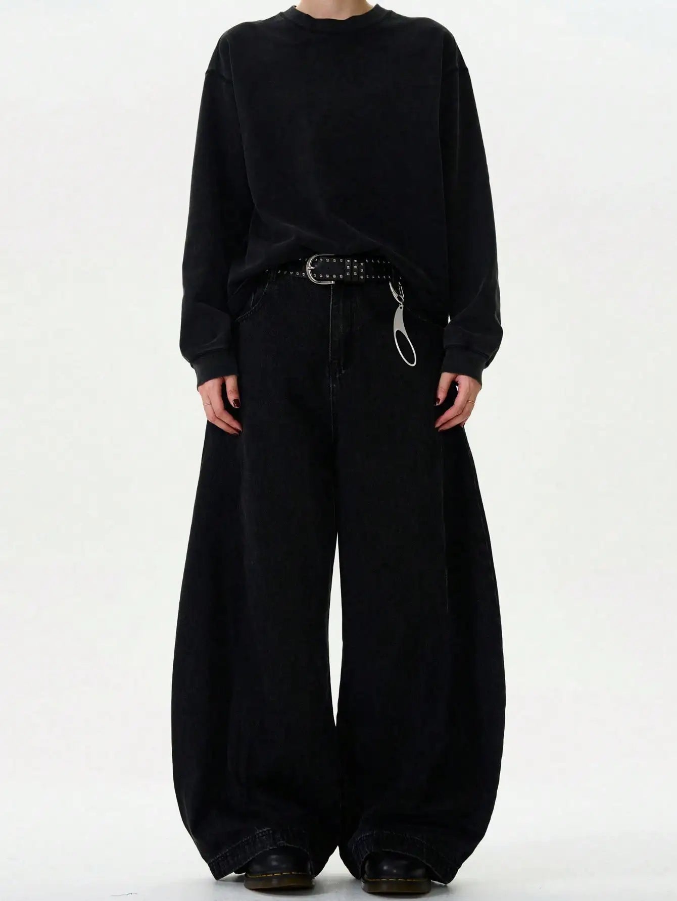 High Streets Autumn Men's Jeans New American Baggy Wide Leg Curved