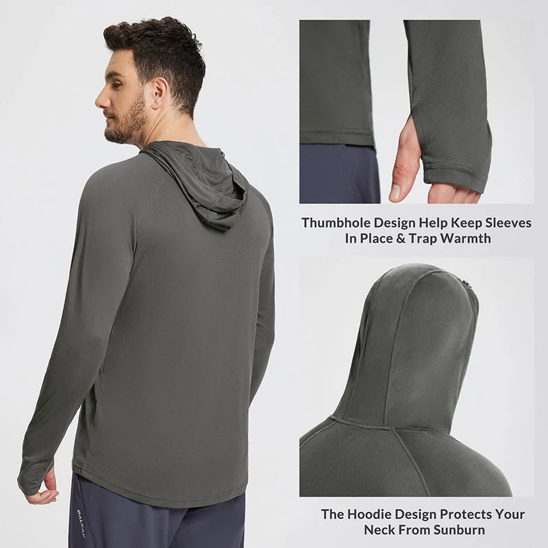 Men's UPF 50+ Sun Protection Hoodie T-Shirts Long Sleeve SPF/UV Quick