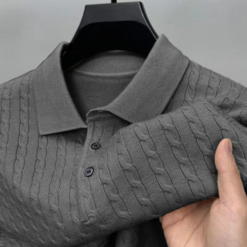 Autumn Men's Knitted Pullover Sweaters Cable Woolen Button Sweater