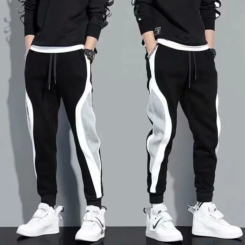 Men's Sports Pants Spring Autumn Male Loose Fitting Leggings Patchwork