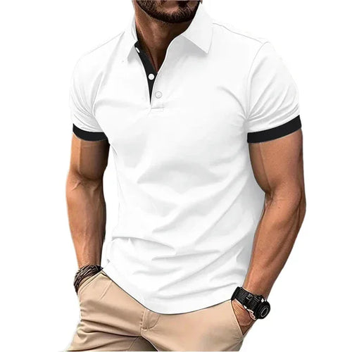 Men's Polo Shirt Short Sleeve Casual Slim Fit Color Blocking T-shirts