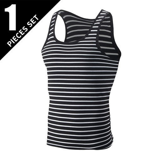 1/3 Men's Tank Top Four Seasons Black and White Solid Color Narrow