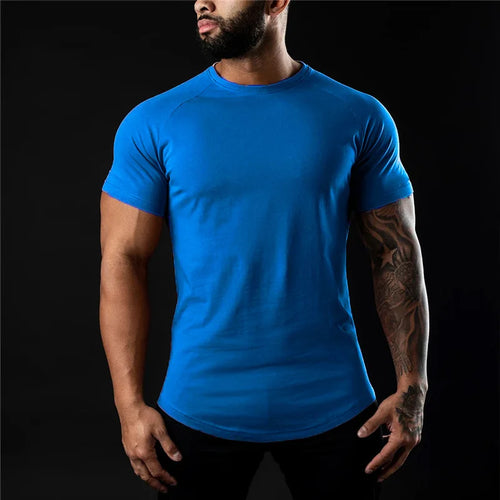 Cotton T-shirt Summer Men's Athleisure Workout short sleeve Muscle