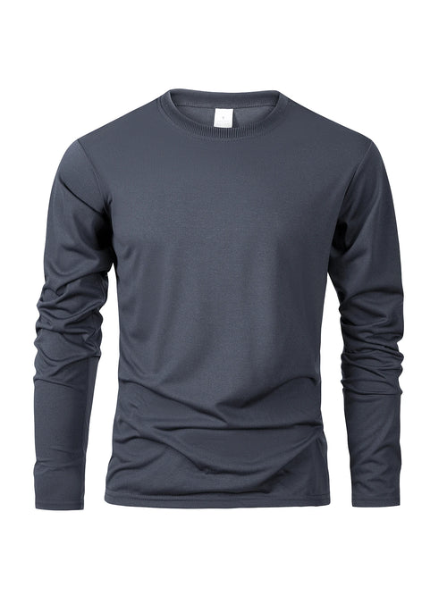 Men's Long Sleeve T Shirts Casual Round Neck Moisture Wicking Tees