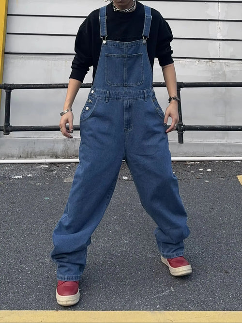 Overalls for Men Denim Suspenders Simple Baggy Jeans Men's Street