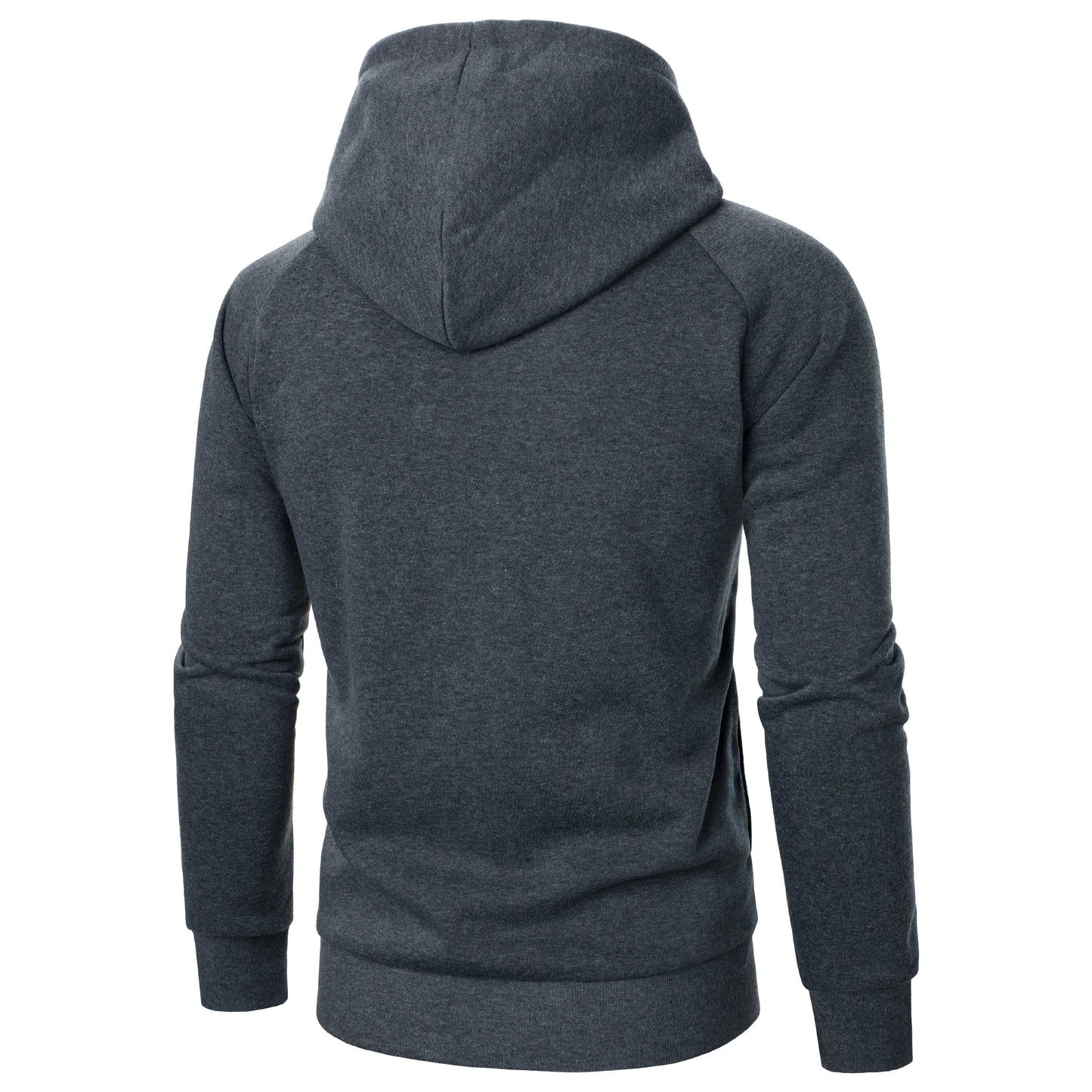 Autumn winter men's solid color hooded top Long sleeve side zipper