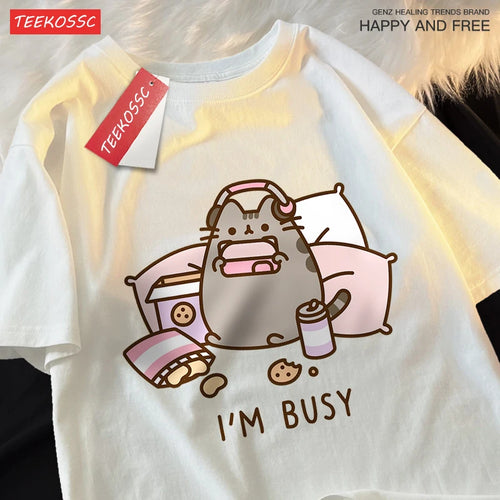 Sorry I'M Busy Cat Playing Games With Headphones Man T Shirt High