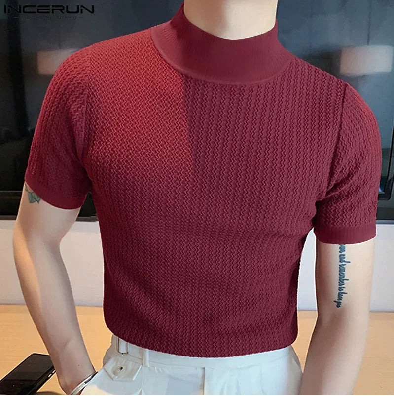 Summer new casual simple knitted base shirt European and American